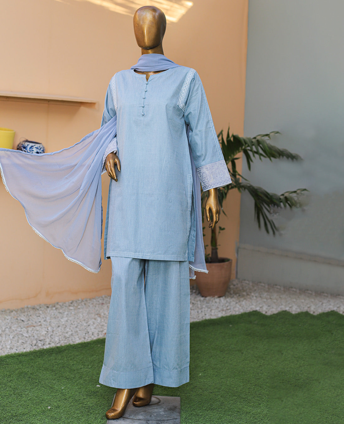 Light Blue Summer Cotton 3-Piece