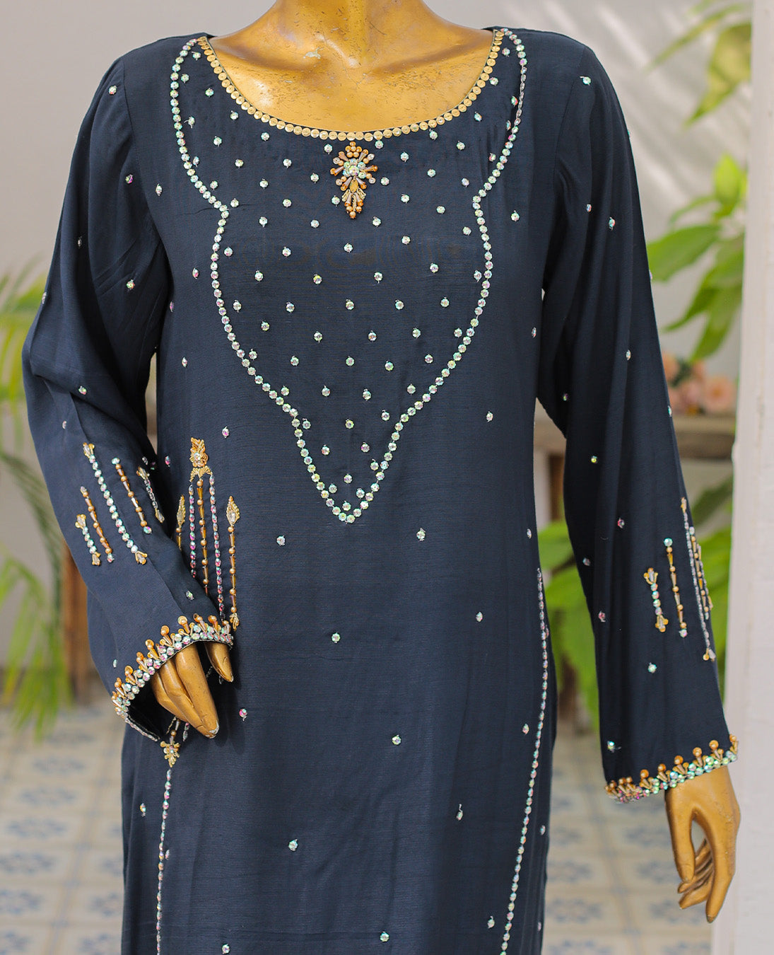 Navy Blue Mirror Work 2-Piece